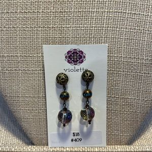 Unique Vintage Beaded Earrings #409 Handmade by Violette Grace